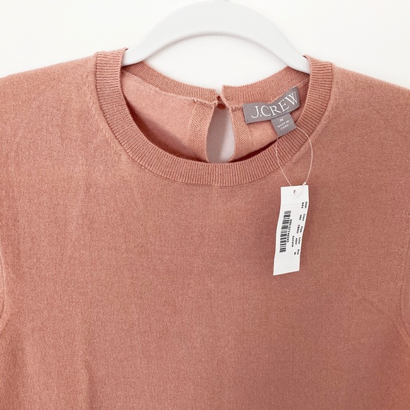 NWT J. Crew Featherweight Cashmere-Blend Cropped Sweater Shell in Rosy Dune - M - Picture 2 of 5